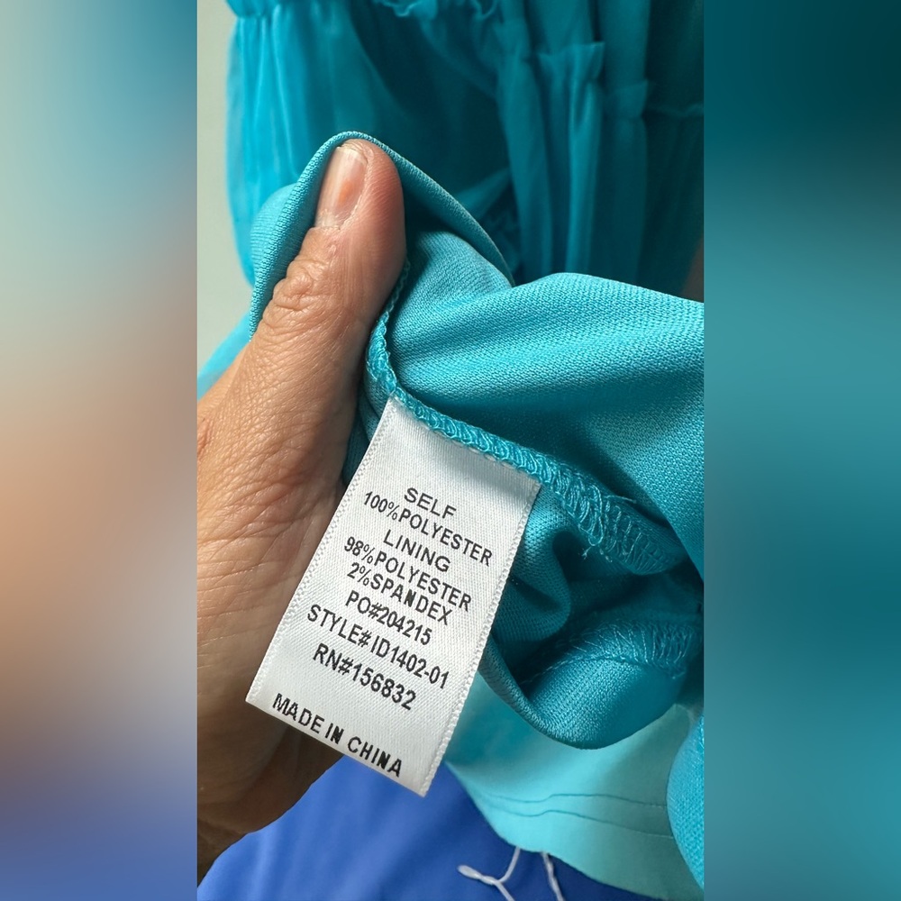 Bibi, Aqua Blue Tiered Tulle Maxi Dress, Size S | 1402 nwot - Picture 4 of 6